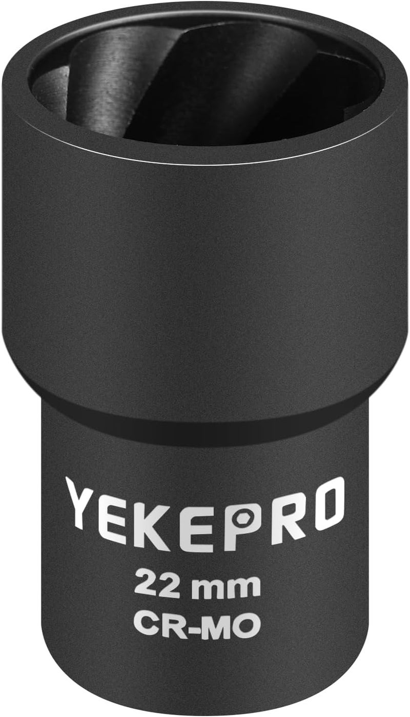 YEKEPRO 22mm 1/2" Drive Lug Nut Remover for Damaged, Rusted, Nuts & Screws, Twist Socket, 1 Piece - Image 1